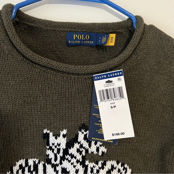 Polo by Ralph Lauren Olive Sweater with Zebra Design - Picture 7 of 10